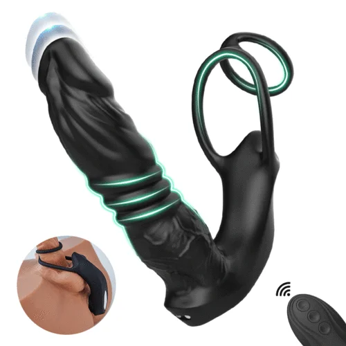前立腺直撃 リアル亀頭 ピストンx振動 遠隔操作 アプリ制御 リング付き メスイキ アナルバイブ